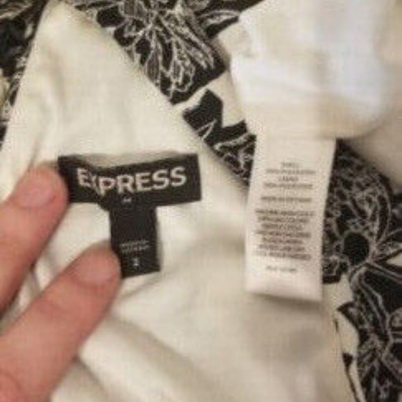 Express Black and White Halter Fit and Flare Dress - Picture 4 of 4